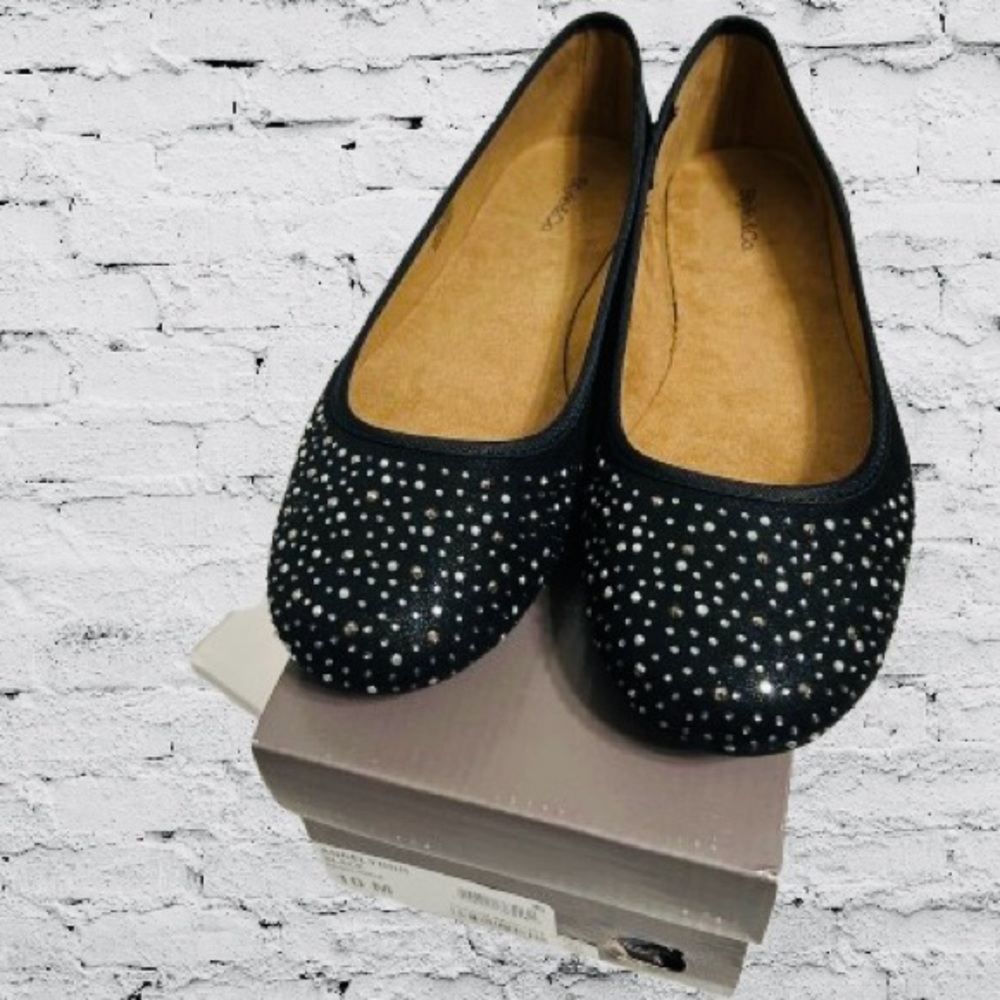 Style & Co. Women’s Angelynn Rhinestone Glitter Ballet Flats 10M Black